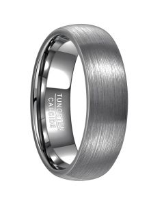 Domed Tungsten Carbide Wedding Ring Brushed Finish 7mm