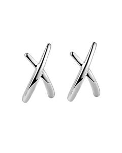 Wholesale 10mm Women 925 Silver White Stud Earrings with X Design