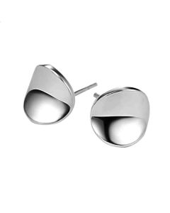 Wholesale 8mm 925 Sterling Silver white Curved Round Stud Earrings for Women
