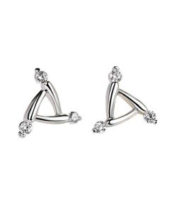 Wholesale 10mm 925 Sterling Silver white Triangle Stud Earrings for Women