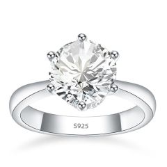 Whloesale Women 925 Silver Engagement Ring inlay  White Cubic Zirconia