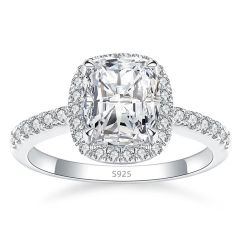 Whloesale 925 Silver Women Engagement Ring Cushion Cut Design