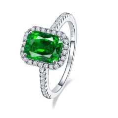 Wholesale 2mm Women engagement ring  925 Silver with Green Emerald