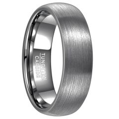 Domed Tungsten Carbide Wedding Ring Brushed Finish 7mm