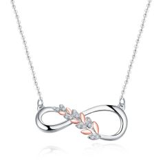 Wholesale 925 Sterling Silver Infinity Symbol and Wheat Pendant Necklace