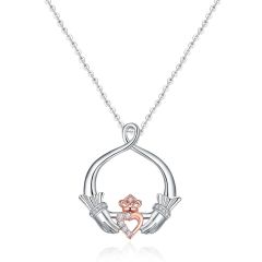 Wholesale 925 Silver Women Infinity Heart Pendant Necklace with a Crown