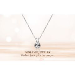 Wholesale 925 Sterling Silver Pendant Necklace Women with White Round 5A Cubic Zirconia 18"