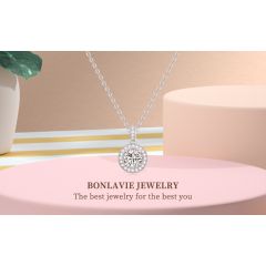 Wholesale Buy 925 Sterling Silver Pendant Necklace Women with White Round 5A Cubic Zirconia 18"