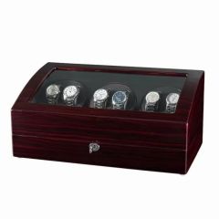 6 Watch Winders Automatic Box Wooden Black Red with 7 Watches Storage-Red