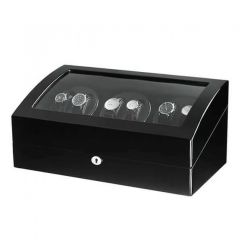 6 Watch Winders Automatic Box Wooden Black Red with 7 Watches Storage-Black