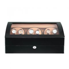 6 Watch Winders Automatic Box Wooden Black Red with 7 Watches Storage-Brown