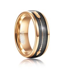 8mm Cable Arrow Tungsten Carbide Ring Dome Band