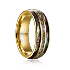 8mm Tungsten Carbide Ring Dome Band Inlaid Opal Abalone Shell