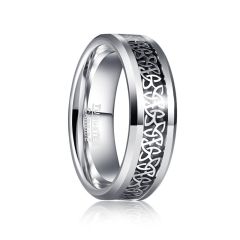 8mm Celtic Knot Tungsten Carbide Ring Flat Band