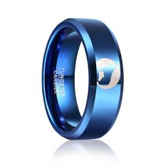 8mm Wolf Tungsten Carbide Ring Flat Band