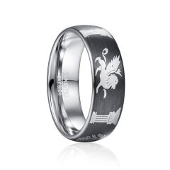 8mm Black st. Mark's Winged Lion Tungsten Carbide Ring Flat Band Inlaid