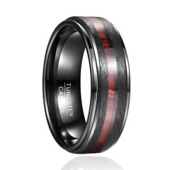 8mm Tungsten Carbide Ring Stepped Band Inlaid Koa Wood