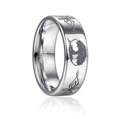 8mm Tree of Life Celtic Knot Tungsten Carbide Ring Flat Band Inlaid