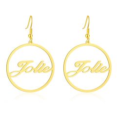 Wholesale Personalized Custom Name Dangle Earrings for Women in Stainless Steel