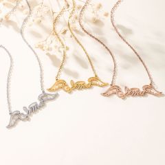 Wholesale Personalized Angle wing Name Necklace in Stainless Steel 