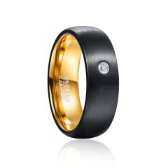 8mm Tungsten Carbide Ring Flat Band Inlaid Cubic Zirconia
