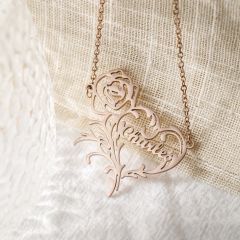 Wholesale  Personalized Name Necklace in Stainless Steel with Rose and Heart