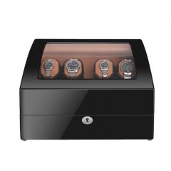 Wholesale Quad Watch Winders Box Wood Black with 6 Storage Place-Brown