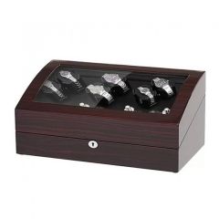 Wholesale 6 Watch Winders Box Wood Black with 7 Watch Storage Spaces-Red