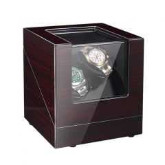 Double Watch Winders Box Wholesale Wood Black with Ultra-Quiet Motor-Red