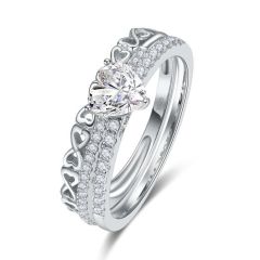 Wholesale 925 Sterling Silver Bridal Ring Set Heart Cut for Women