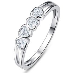 Wholesale Women 925 Sterling Silver Promise Ring with white Four Hearts Zircon
