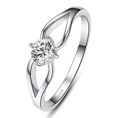 Wholesale Women 925 Sterling Silver Engagement Ring with white Zircon