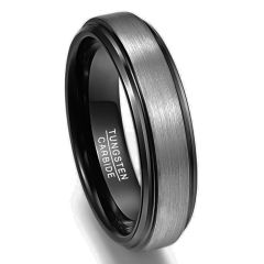 6mm Tungsten Carbide Ring Stepped Band Inlaid