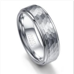 8mm Sliver Tungsten Carbide Ring Stepped Band