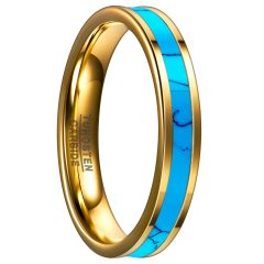 4mm Tungsten Carbide Ring Band Inlaid Turquoise