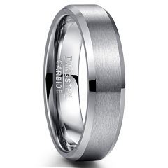 6mm Tungsten Carbide Ring Beveled Band
