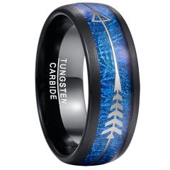 8mm Tungsten Carbide Ring Dome Band Inlaid Imitated Meteorite