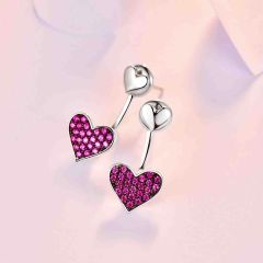 Wholesale 925 Silver Women Heart Drop Stud Earrings in Rose Gold and Sliver