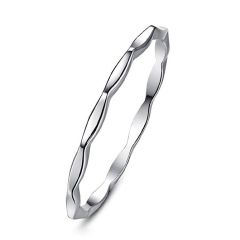 Wholesale 2mm 925 Sliver Women Stack Ring with Polygon Design