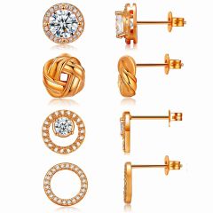 Wholesale 4 Pairs 925 Sterling Silver Post Round Stud Earrings for Women