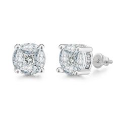 Wholesale Copper Round Cubic Zirconia Stud Earrings for Men and Women Daily Use