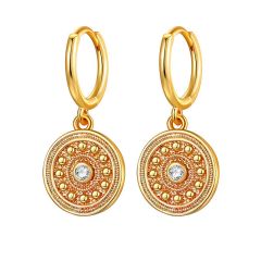 Wholesale Simple Drop Dangle Earrings Coin Huggie Hoop Earrings for Women