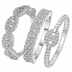 Wholesale 3Pcs Wedding Ring Set Minimalist Stackable Eternity Band for Women