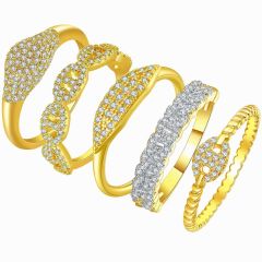 Wholesale 5Pcs Wedding Ring Set Minimalist Stackable Sparkle Band for Women