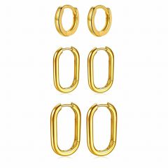 Wholesale 3 Pairs U-Shaped Huggie Hoop Earrings Set Simple Jewelry