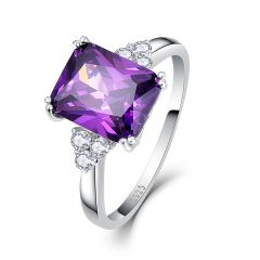Wholesale 925 Silver engagement ring with Purple Amethyst for Women