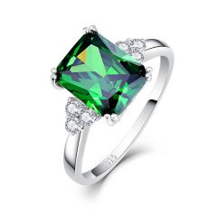 Wholesale 925 Silver engagement ring with Green Emerald for Women