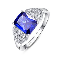 Wholesale Women 925 Silver engagement ring with Blue Tanzanite Comfortable Fit