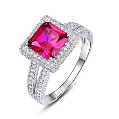 Wholesale Woman 925 Silver ring with Red Ruby
