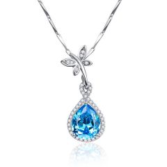 Wholesale 45cm Necklace Women with Blue Drop Topaz for Wedding